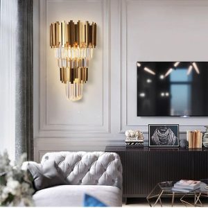 Gold veya Krom Kristal İki Katmanlı Duvar Lambası - Görsel 3