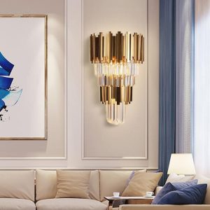 Gold veya Krom Kristal İki Katmanlı Duvar Lambası - Görsel 4
