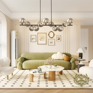 Masa Üstü Camlı Modern Gold Siyah Salon Mutfak Masası Üzeri Avize