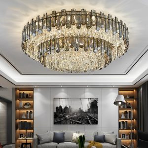 Otel salon oturma odası tavan kristalli avize imalatı - Görsel 4