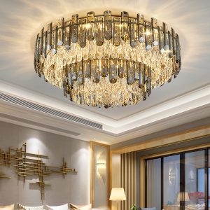 Otel salon oturma odası tavan kristalli avize imalatı - Görsel 3