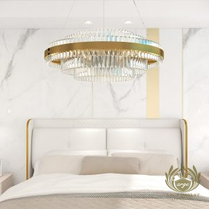 Salon Otel Villa Oda İçin Modern Kademeli Kristal LED Avize Gold Sarkıt Avize