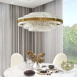 Salon Otel Villa Oda İçin Modern Kademeli Kristal LED Avize Gold Sarkıt Avize