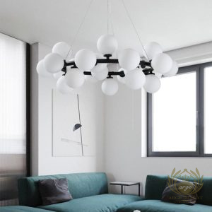 Beyaz Glob Camlı Modern Avize imalatı modelleri (2)
