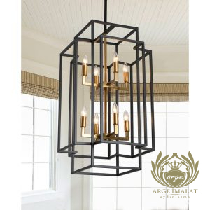 Villa, Galeri ve Merdiven Boşlukları İçin Siyah ve Gold Sarkıt Avize Avize Aplik Dış Mekan Aydınlatma Modelleri İmalatı Modern siyah ve gold sarkıt avize, galeri boşluğu, villa ve merdiven boşluğu için yüksek tavan aydınlatma modeli.