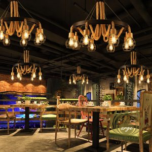 Retro Loft Cafe Restoran Halatlı Avize Modelleri - Görsel 5