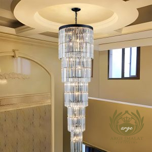 Villa İçin Lüks Kristal Galeri Boşluğu Avize
