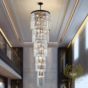 Villa İçin Lüks Kristal Galeri Boşluğu Avize