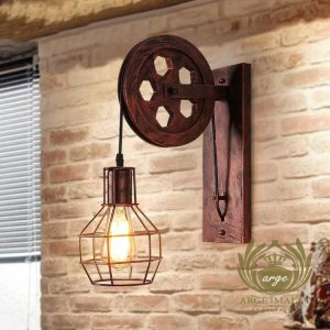 Makaralı Vintage Loft Duvar Apliği - Retro Aydınlatma Modeli - Görsel 6
