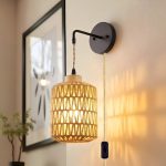 Rattan Bambu Duvar Apliği – Bohem Tarz Dekoratif Aydınlatma
