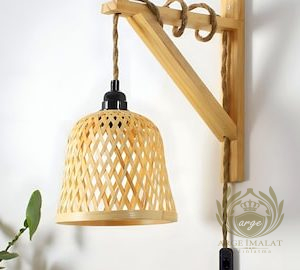 Rattan Bambu Duvar Apliği – Bohem Tarz Dekoratif Aydınlatma - Görsel 11