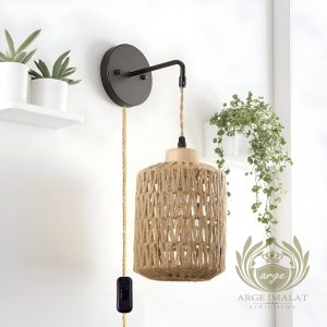 Rattan Bambu Duvar Apliği – Bohem Tarz Dekoratif Aydınlatma - Görsel 7
