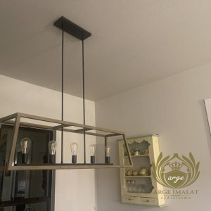 Modern Endüstriyel Siyah Gold Camlı Lineer Sarkıt Avize | Yemek Masası & Mutfak Ada Üstü - Görsel 15