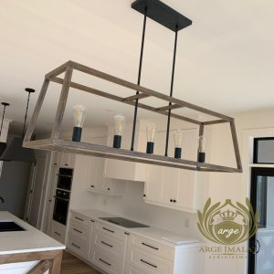 Modern Endüstriyel Siyah Gold Camlı Lineer Sarkıt Avize | Yemek Masası & Mutfak Ada Üstü - Görsel 10
