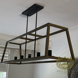 Modern Endüstriyel Siyah Gold Camlı Lineer Sarkıt Avize | Yemek Masası & Mutfak Ada Üstü - Görsel 19