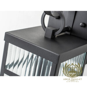 Siyah Metal Çizgili Camlı Dış Mekan Duvar Apliği (40.6 cm) – Modern Bahçe ve Balkon Aydınlatması E27 - Görsel 3