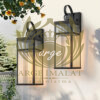 Siyah Metal Çizgili Camlı Dış Mekan Duvar Apliği (40.6 cm) – Modern Bahçe ve Balkon Aydınlatması E27