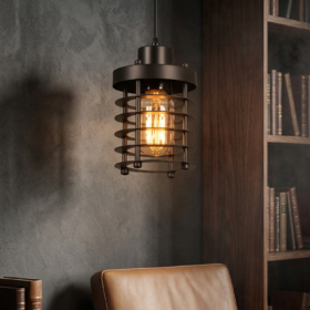 Endüstriyel Metal Sarkıt Avize - Cnc Kesim Kafesli Vintage Loft Aydınlatma Kafe Restoran Özel Mekan Avize İmalat