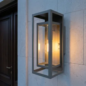 modern geometrik metal dis mekan duvar apligi seffaf camli rustik aydinlatma