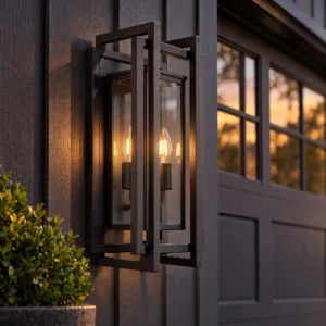 Modern Kumlu Siyah Metal Gövdeli Şeffaf Camlı Çift Duy E14 Dış Mekan Duvar Aplik Modeli - Lüks Bahçe ve Villa Dış Cephe Aydınlatma Armatürü - Görsel 5