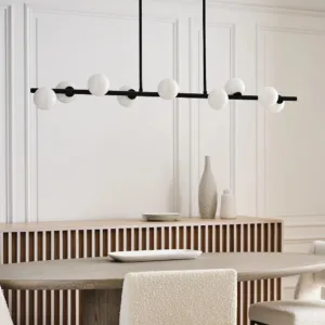 Modern Minimalist Lineer Sarkıt Avize – Yemek Masası Üstü Yatay Cam Globe Aydınlatma - Görsel 18