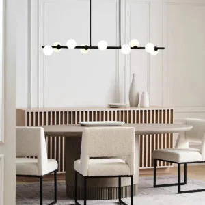 Modern Minimalist Lineer Sarkıt Avize – Yemek Masası Üstü Yatay Cam Globe Aydınlatma - Görsel 19