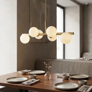 Modern Minimalist Lineer Sarkıt Avize – Yemek Masası Üstü Yatay Cam Globe Aydınlatma - Görsel 5