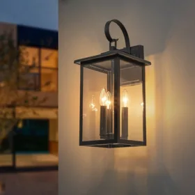 Üç Kollu Villa Duvar Aplik Aydınlatma Siyah Metal Camlı Duvar Aplik Modeli Kancalı Aplik Dış Mekan Bahçe Aplik İmalatı