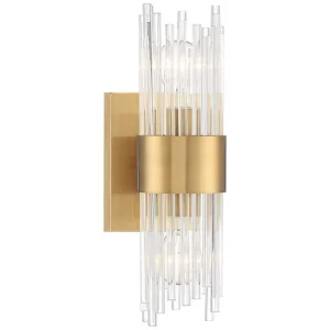 Lüks Art Deco Dikey Cam Çubuklu Eskitme Altın Pirinç Duvar Apliği - Banyo Ayna Kenarı ve Modern Salon Kristal Duvar Lambası - Görsel 6
