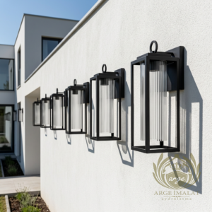Dış Mekan Aplik – Çizgili Camlı Metal Siyah Villa Duvar Aydınlatması - Görsel 7