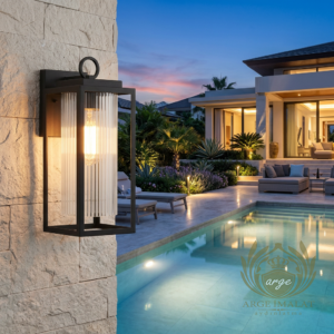 Alternative view of Dış Mekan Aplik – Çizgili Camlı Metal Siyah Villa Duvar Aydınlatması