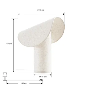 Organik Tasarım Keten Kumaş Masa Lambası İmalatı Avize Aplik Dış Mekan Aydınlatma Modelleri İmalatı 43 cm yüksekliğinde ve 37.5 cm genişliğinde organik kumaş masa lambası teknik çizimi