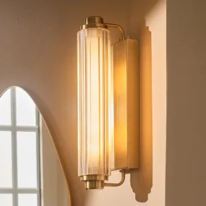 Eskitme Pirinç Gövdeli Yivli Silindir Camlı Modern Duvar Apliği İmalatı - Görsel 7