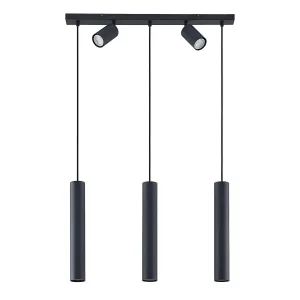 Modern Silindir Sarkıt Avize Modelleri Siyah Metal Kasa Yönlendirilebilir Spot Detaylı Çoklu Set Villa Yemek Masası ve Mutfak Adası Aydınlatma İmalatı Avize Aplik Dış Mekan Aydınlatma Modelleri İmalatı Mat siyah elektrostatik fırın boyalı 3 lü silindir sarkıt ve 2 li yönlendirilebilir spot gövde yapısı